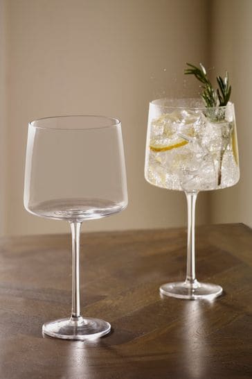 Juego de 2 vasos de ginebra transparentes con diseño angular