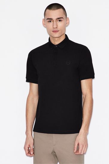 Armani Exchange Black Small Circular Logo Polo Shirt
