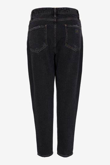 Cropped black denim jeans top