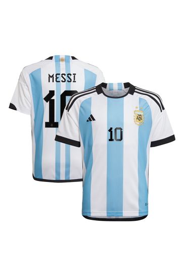 adidas White Messi - 10 World Cup Argentina 22 Junior Home Jersey Kids