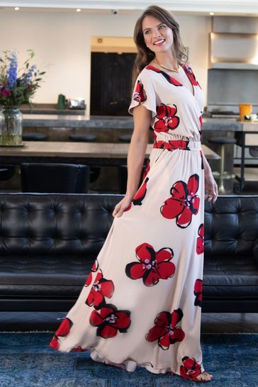 Buy Hot Squash Cream Chiffon Wrap Top Maxi Dress from Next Malta