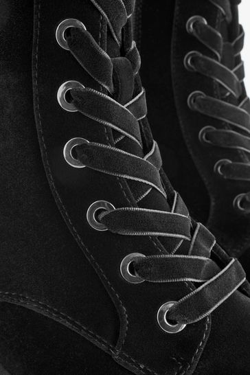 Black suede outlet tie up boots