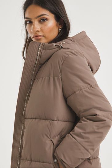 JD Williams Brown Taupe Mid Padded Coat