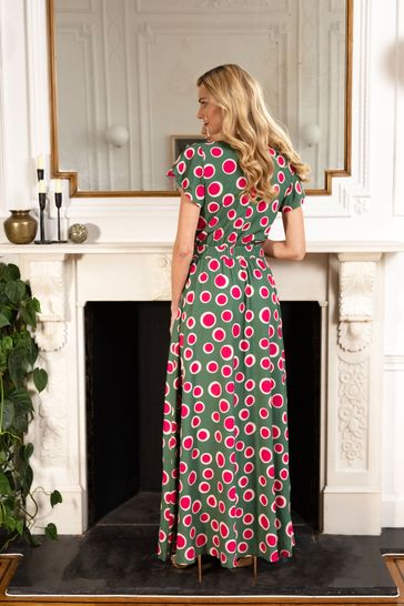 Green chiffon hotsell wrap dress