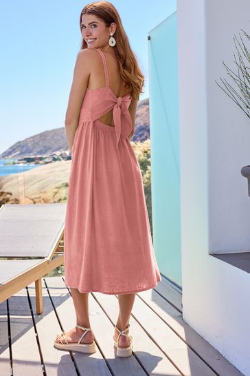 Blush pink linen best sale dress