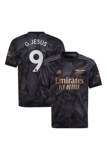 adidas Black G.Jesus - 9 Junior Arsenal 22/23 Away Jersey Kids