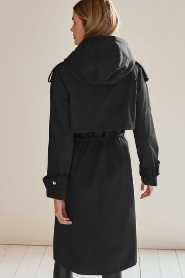 Black Lightweight Shower Resistant Parka Jacket