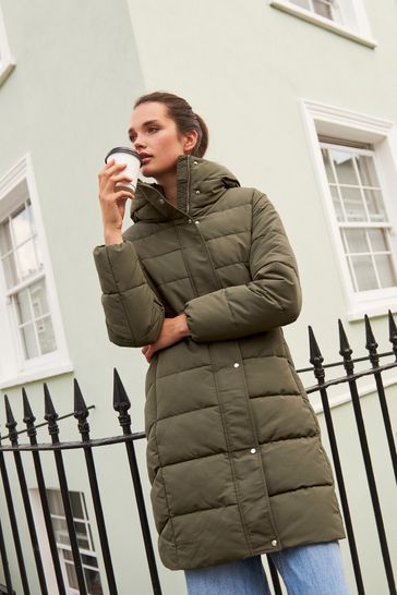 Next green padded coat sale