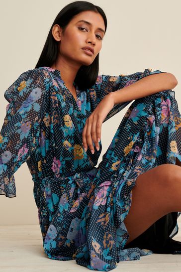 Buy Navy Blue Chiffon Midi Dress from Next Luxembourg