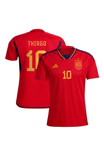 adidas Red Thiago - 10 World Cup Spain 22 Adult Home Jersey