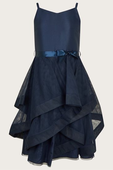 Buy Monsoon Blue Sienna Ruffle Prom Dress from Next Luxembourg