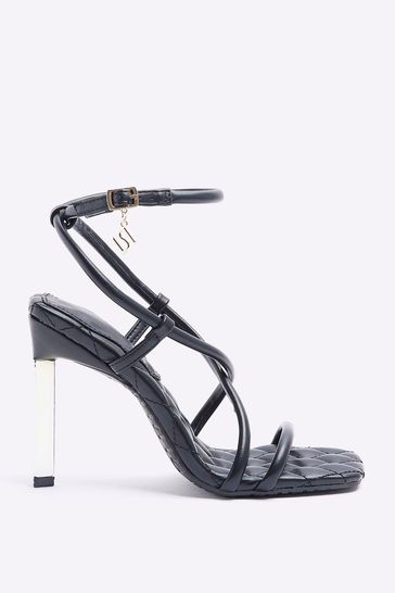 Black strappy discount heels river island