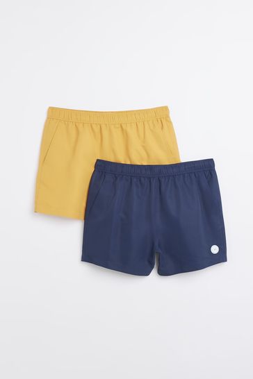 River Island Blue Elasticated Plain Multipack Swim Shorts