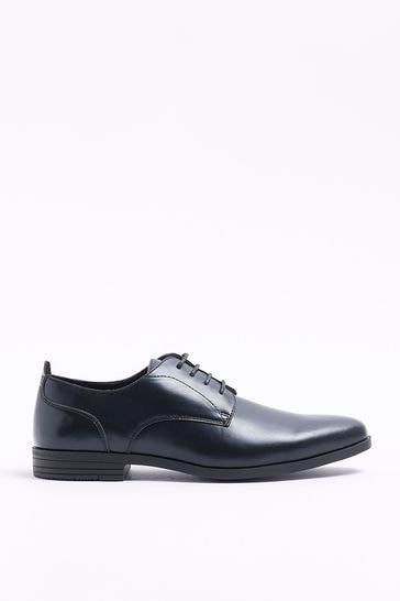 River Island Black Wide Fit Formal Point Derby Shoes