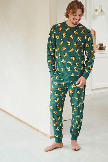 Buy Green Avocado Cuffed Motionflex Long Sleeve Cosy Pyjamas from Next Austria