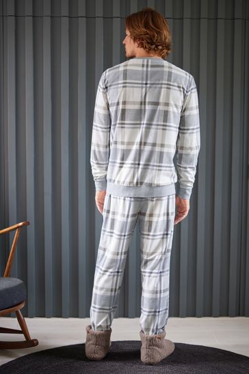 Buy Grey Neutral Check Cuffed Motionflex Long Sleeve Cosy Pyjamas from Next Austria