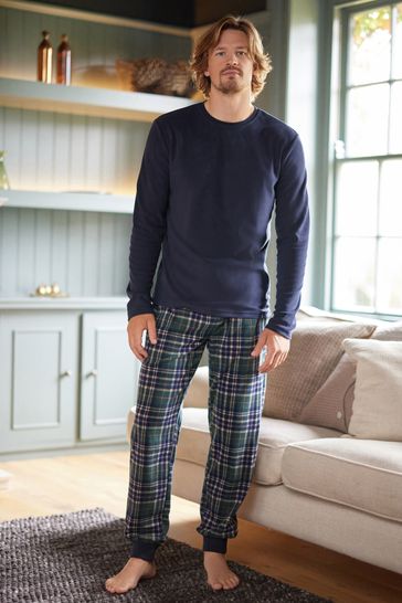 Buy Black Green Check Thermal Pyjamas Set from Next Qatar