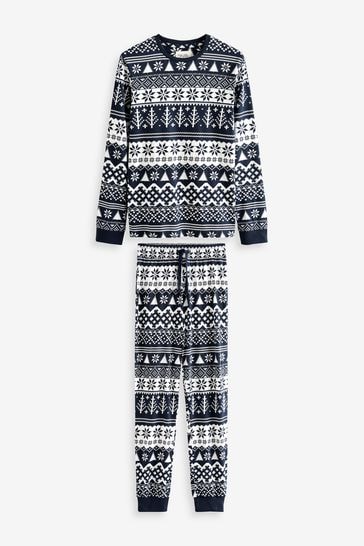 Buy Navy Blue Fairisle Pattern Matching Family Mens Christmas