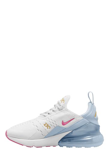Nike white  and  pink air max 270 trainers youth clearance