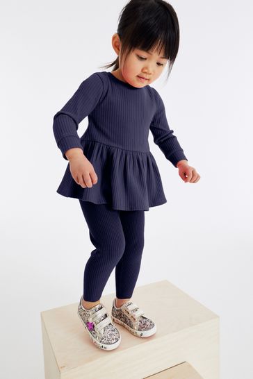 Buy Navy Blue Knitted Peplum Sweater And Leggings Set 3mths 7yrs from Next Belgium