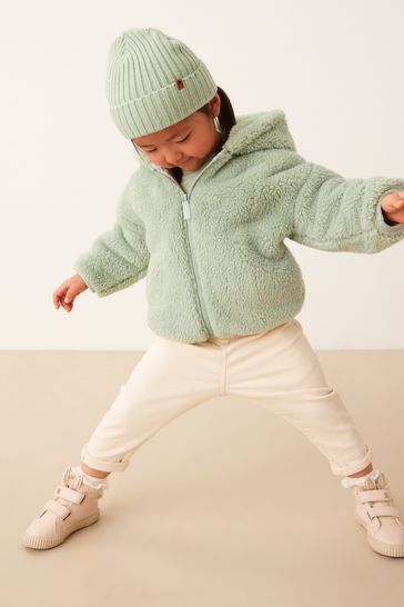 Buy Green Teddy Borg Fleece Zip Through Jacket 3mths 7yrs from Next Luxembourg