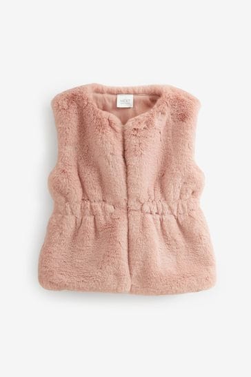 Girls pink fur gilet hotsell