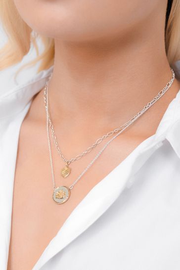 Buy Lauren Ralph Lauren Silver Tone 2 Row Crest Pendant Necklace
