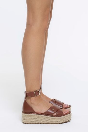 Buy River Island Espadrille Flatform Brown Sandals from Next