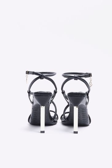 River island black discount barely there sandals
