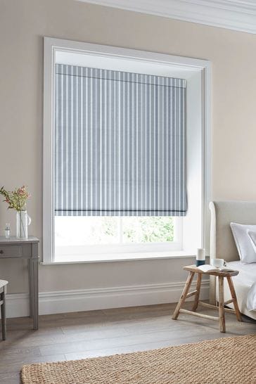 Laura Ashley Blue Suffolk Stripe Made to Measure Roman Blinds