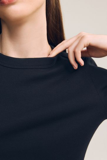 Mock neck black long sleeve top shop