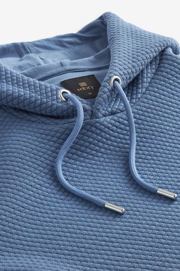 Blue Hooded Premium Textured Overhead Hoodie