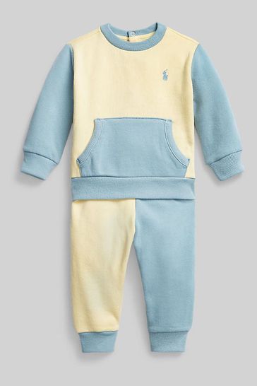 Polo Ralph Lauren Baby Yellow And Blue Logo Colourblock Tracksuit