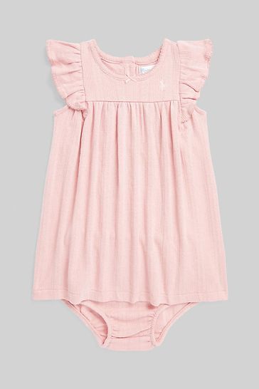 Polo Ralph Lauren Baby Pink Sleeveless Logo Dress And Headband Set