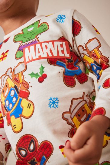 Ecru White Marvel Long Sleeve Christmas T Shirt 3mths 8yrs