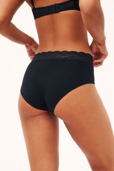 Buy Black - Cotton and Lace Knickers 4 Pack from Next Poland
