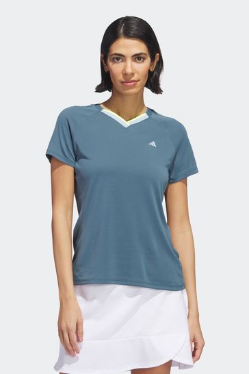 adidas Teal Blue Ultimate365 Tour Heat.rdy V-neck Top