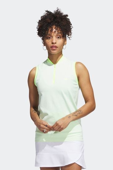 adidas Golf Lime Green Ultimate 365 Tour PRIMEKNIT Sleeveless Polo Shirt