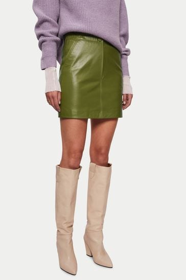 Jigsaw Green Leather Mini Skirt