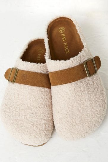 FatFace White Blair Borg House Shoes