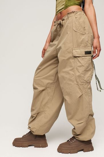 Superdry Brown Baggy Parachute Trousers