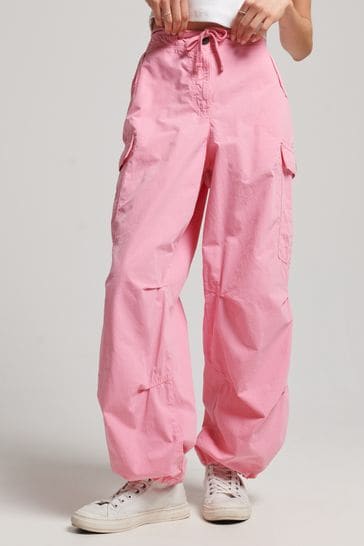 Superdry Pink Baggy Parachute Trousers