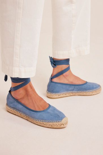 Flat ankle tie espadrilles deals