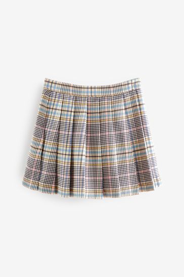 Pink pleated check skirt shop