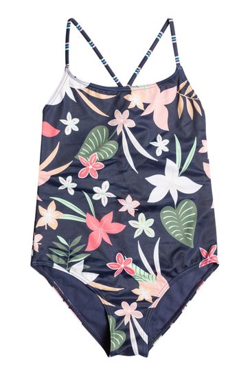 Roxy Girls Navy Vacay For Life Floral Printed Swimsuit