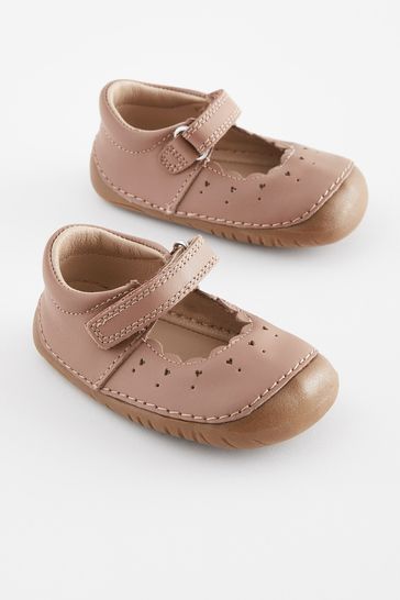 Tan Brown Leather Standard Fit (F) Crawler Mary Jane Shoes