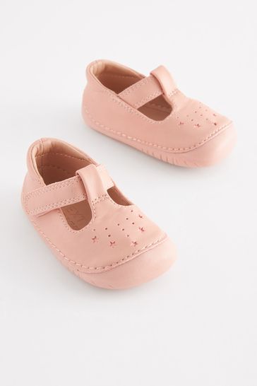 Pink Standard Fit (F) Crawler T-Bar Shoes