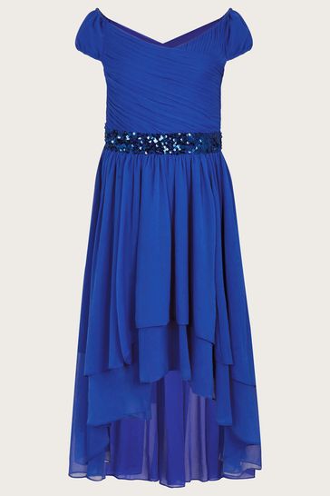 Monsoon Blue Abigail Bardot Prom Dress