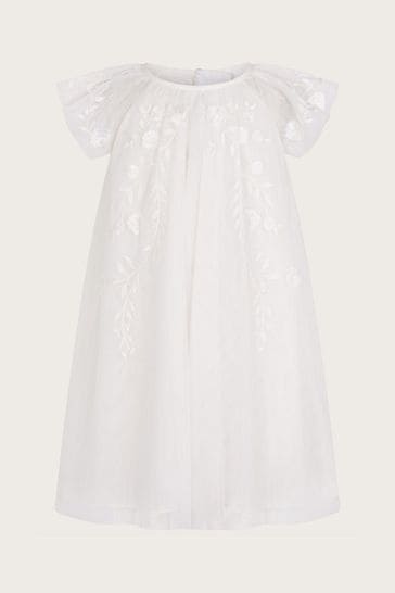 Buy Monsoon Baby Natural Amelia Net Embroidered Dress from Next
