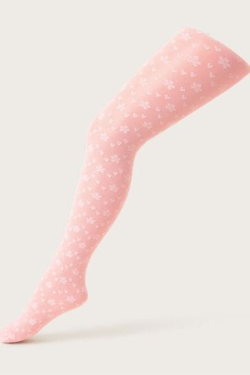 Monsoon Pink Lacey Love Heart Tights